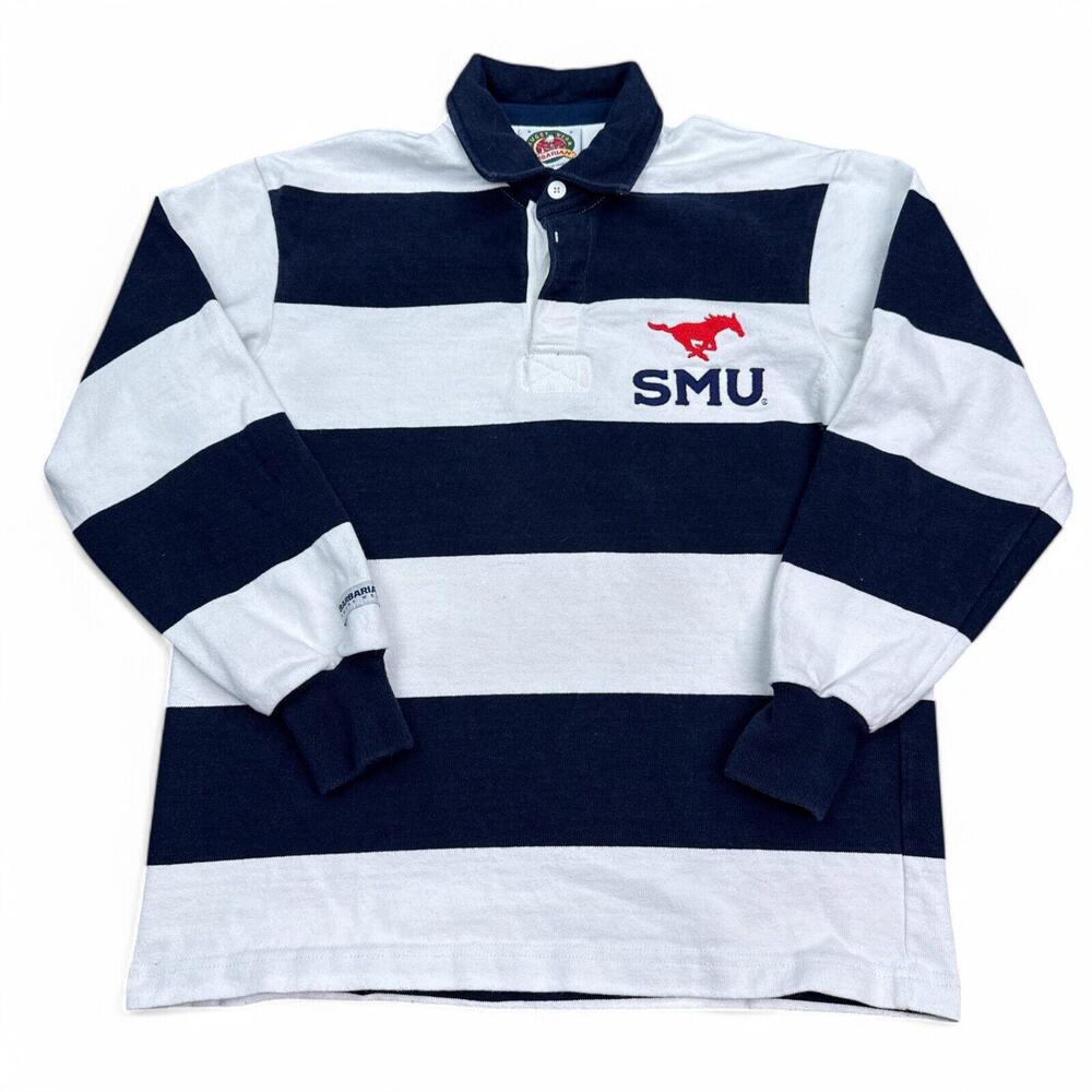 Striped Rugby Polo in Navy & White